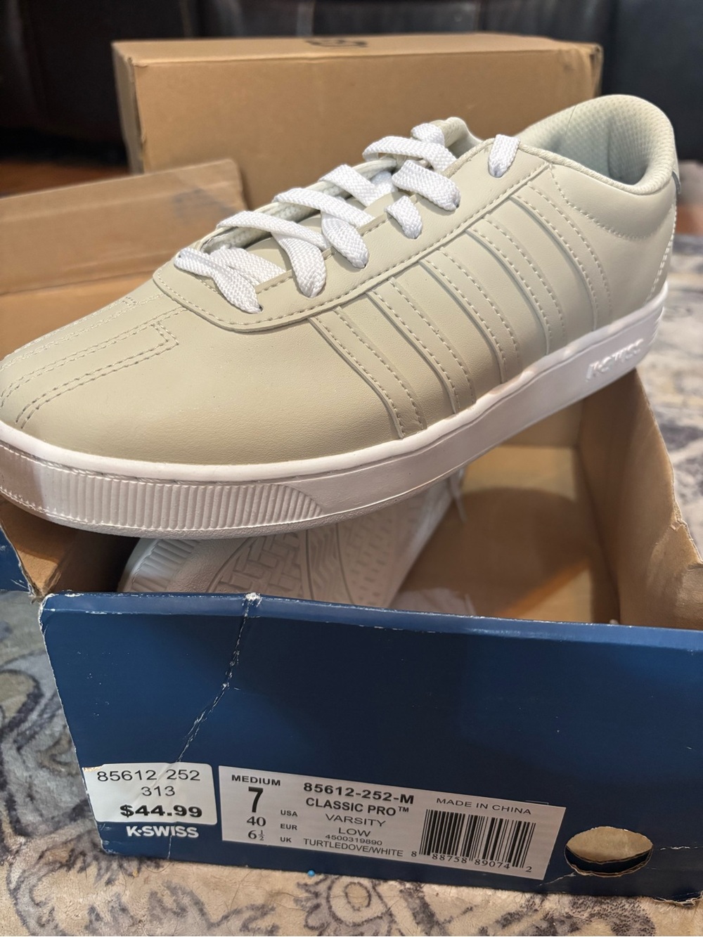 K-Swiss Men’s Classic Pro II Sneakers in Light Cream and White